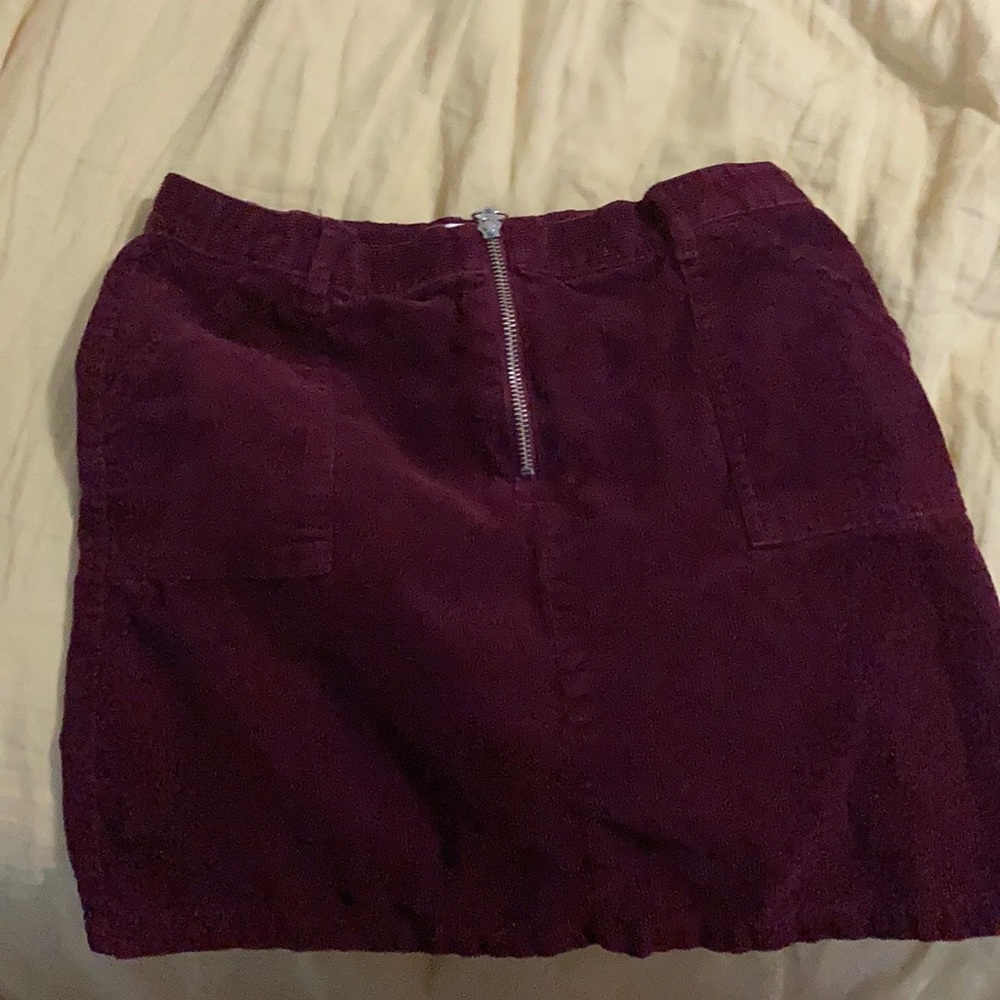Maroon velvet midi skirt